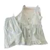 Pijama con copas incorporadas para mujer, estilo fino de verano, algodón nube, conjunto de camisola y shorts, dulce casual, ropa de casa femenina, se puede usar para salir