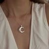 Colar Pingente Meia-Lua Fosco para Mulheres, Estilo Simples e Descolado, Requintado e Elegante, Popular Nova Corrente para Clavícula, Corrente de Pescoço Tendência Ins