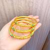Pulsera de Lluvia de Meteoros de Oro Aluvial Que No Se Desvanecerá por Mucho Tiempo, Pulsera Sólida de Herencia, Anillo Plano del Sutra del Corazón, Versátil para Tu Novia, Tallado en Superficie de Arena