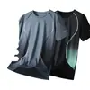 Camiseta de Manga Curta de Seda de Gelo para Homens no Verão, Esportes Fitness, Secagem Rápida, Respirável, Fina, Solta, Elástica, Top de Gola Redonda, Moletom Moderno