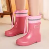 Botas de Lluvia para Mujer, Botas de Caña Media y Corta de Moda Estilo Coreano, Suela Gruesa para Exteriores con Protección Infrarroja, Antideslizantes, Impermeables y a Prueba de Frío