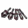 Juego de 5 Piezas Rojo 82 grados Vástago Hexagonal Broca Avellanadora de Cinco Filos, Fresadora Avellanadora, Broca Avellanadora, Avellanador de Tornillos, Broca Avellanadora