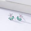 Brincos de Flor de Zircônia Fresca em Prata de Lei s925 para Mulheres Brincos Elegantes de Luxo Leve Doce Joia de Orelha Mori
