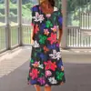 2026 Venta Caliente Transfronteriza Amazon Vestido Casual de Verano para Mujer con Cuello Redondo, Estampado Floral, Estilo Elegante y Bolsillos