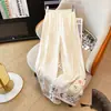 Toma Real de Pantalones Rectos de Pierna Ancha de Jacquard de Rayón Delgado de Verano 2025 con Bordado de Cabeza Ruyi Nuevo Estilo Chino