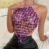 Amazon transfronteiriça Sexy feminina personalizada gema costurada à mão passarela gola alta camisola XY21377