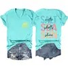 Sal Mar Sol Água Amazônia eBay Loja Independente Casual Confortável Fashionável Camiseta Feminina Gola V Manga Curta