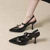 Zapatos Vintage de Plataforma Mary Jane con Tacón de Estilo Francés, Punta Fina, Talón Abierto y Sandalias de Correa para Mujer, Verano 2025