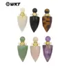 WT-P1979 Colgante de Collar con Forma de Botella de Perfume de Piedra Preciosa de Color Retro Literario Cristal Rosa Adorno Hecho a Mano para DIY