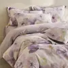 Juego de cuatro piezas de algodón puro estilo campo francés, engrosado, ecológico, cepillado, para otoño e invierno, sábana y funda de edredón florales retro cálidas