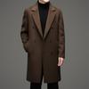 Abrigo de tweed de doble cara para hombre de negocios para otoño e invierno, largo medio, casual, con cuello de traje, para mediana edad, nuevo para hombre a la moda