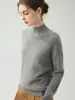 Suéter de cuello semi-alto 100% cachemir puro para mujer, nuevo suéter base de punto ajustado para otoño e invierno, suéter de cachemir de manga larga