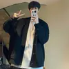 Sudadera con capucha tipo cárdigan estilo americano para hombre, chaqueta gruesa de invierno holgada con forro polar, top casual holgado de moda