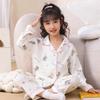 Pijama para niños 2025 Primavera y Otoño Manga Larga Solapa Niñas Lindo Dibujo Animado Niñas Nubes Algodón Ropa para el Hogar Ropa Exterior