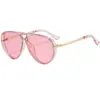 Nuevas Gafas de Sol de Moda Europeas y Americanas Transfronterizas, Estilo Versátil de Influencer de Tendencia, Gafas de Sol Aviador Retro de Marco Grande para Mujer 8632
