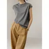 50 Piezas algodón mercerizado de doble cara algodón de amoniaco líquido chaleco de caballo para mujer cuello redondo color sólido top ropa de mujer