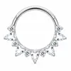 Anillo nasal cerrado sin costuras de aleación de titanio G23 con incrustaciones de circonita Zhenping, aro para tabique nasal y hueso de la oreja, joyería nasal finamente tallada F136