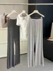 Pantalones casuales acampanados de rayas de color contrastante para mujer, nuevo estilo de verano, de cintura alta, fluidos, casuales, suaves y versátiles, largos