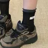 Meias Femininas de Algodão Puro para o Verão Finas com Listras Verticais, Cor Sólida, Borda Enrolada, Etiqueta de Tecido Lateral, Color-Blocking, Meias Cano Médio Ampla Venda por Atacado