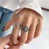 Anillo de múltiples capas retro con diseño cruzado de plata esterlina S925 de Dongdaemun de Corea del Sur, anillo abierto de estilo frío para mujer