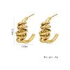 Pendientes Transfronterizos Europeos y Americanos de Nicho Personalizados de Acero Inoxidable 316 con Incrustaciones de Perlas con Patrón de Martillo en Forma de C de Girasol Espiral