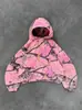 Marca Nova Tendência Transfronteiriça Akimbo Estampa Camuflada Folha Rosa Moletom com Capuz para Homens e Mulheres Casual Retrô Street Wear