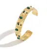 Pulseira Transfronteiriça de Aço Inoxidável Europeia e Americana para Mulheres, Olho de Diabo Flor de Bambu Design Geométrico Personalizado Pulseira Aberta