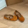 Zapatos Bajos Mary Jane de Verano 2026 con Hebilla de Una Correa, Gamuza Estilo Vintage, Planos Cómodos de Punta Redonda para Uso Diario, Cerrados