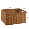 Cesta de almacenamiento de armario nórdico, caja de almacenamiento tejida, cesta organizadora simple para sala de estar, tejido de imitación de ratán