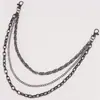Cadena de Cintura Metálica Multicapa Hip-Hop Europeo y Americano, Cadena Retorcida de Color Negro Gunmetal Moderna y Única, Cadena Versátil para Jeans