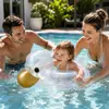 Flotador de natación de pato inflable transparente de material PVC hecho a medida en lotes pequeños, seguro, fácil de transportar y almacenar