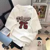 Camisetas de Verano de Manga Corta, Frescas y Elegantes, Estilo Americano, Tendencia Ins, Holgadas, Estampadas, Sencillas y Versátiles, al por Mayor, Directamente del Fabricante