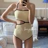 Chegada Nova 2023 Moda Praia Feminina Única Original Ins Vintage Chique Puro Desejo Modelador Cobertura da Barriga Cintura Alta Moda Praia de Férias