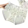 Panty Femenino de Seda de Hielo, Estilo Retro Floral, Cintura Alta, Suave y Amigable con la Piel, Antibacteriano 10A, Entrepierna Extendida, Panties para Chicas Jóvenes