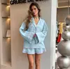 Pijama de algodón puro para mujer, otoño e invierno 2026, conjunto de dos piezas de manga larga y shorts, ropa de estar de estilo ruso color rosa, corte holgado