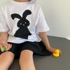 GL-kids Estilo Coreano Verano Nuevo Camiseta de Manga Corta con Estampado de Dibujos Animados para Niños y Niñas Casual Combinable Conejo T Trendy