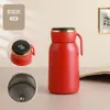 Taza aislada con pantalla digital elegante, acero inoxidable 316, diseño de doble tapa, portátil con correa para llevar, adecuada para uso en la oficina, de alta calidad y estéticamente agradable