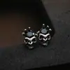 Pendientes de Calavera Retro para Hombre, Modernos y Creativos, Pendientes de Circonita Incrustados con Diamantes, Pendientes de Moda y Versátiles Estilo Hip-Hop
