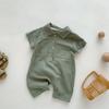 Macacão de Manga Curta para Meninos de Verão, Estilo Coreano para Bebê Menino, Roupas Elegantes com Botões na Frente para Recém-Nascidos Meninas, Roupas para Engatinhar