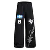 Pantalones deportivos unisex con bordado de unicornio, pantalones de chándal anchos de estilo americano fluidos, pantalones atléticos casuales unisex