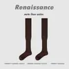Calcetines Originales Renaissance para Mujer, Calcetines Largos de Otoño e Invierno, Calcetines Holgados Sin Costuras Hasta la Rodilla, Calcetines Versátiles de Color Sólido de Algodón para Mujer