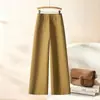 Pantalones de pierna ancha a la cintura hechos a medida para mujer, diseño de pierna recta, efecto adelgazante, tela fluida, corte holgado, nueva colección de otoño, mezcla de lana