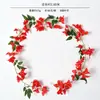 Colgante de pared artificial de vid de flor de ciruelo triangular para interior, guirnalda de plantas verdes para techo, decoración de arco de boda, vid de flores, flores artificiales