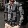 Ropa para Hombre Casual al Aire Libre Otoño Nuevo Botón Retro Manga Larga Estampado 3D POLO Transfronterizo Europeo y Americano