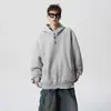 Sudadera con Botones Americana para Hombre Otoño Invierno 2026 Nueva Cuello Alto Tendencia Nicho Estilo Perezoso Holgada Ropa de Abrigo para Parejas