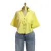 Moda Femenina Transfronteriza Europea y Americana Verano 2026 Nuevo Diseño Elegante Holgado Versátil Top Camisa Corta con Cuello de Solapa