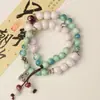 Novo Bracelete de Cerâmica Estilo Chinês Feminino Design Original de Alto Padrão com Contas Estilo Étnico Fio de Mão Tendência Nacional Joia Azul Céu Retrô