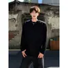 Moletom bonito de celebridade da internet para homens, estilo primavera e outono, gola redonda, roupas masculinas, novo estilo Hua Mian 2024, manga longa, roupas masculinas de peça falsa dupla para homens