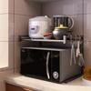Rack de armazenamento de cozinha, rack de forno de micro-ondas retrátil, rack de armazenamento, ferro de duas camadas rack de forno de micro-ondas