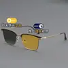 Gafas Fotocromáticas de Estilo de Negocios con Color de Empalme y Filtro de Luz Azul para Hombres y Mujeres con Miopía, Elegantes para Uso Diurno y Nocturno